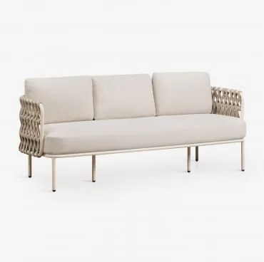 Sofa Ogrodowy 3-osobowy Z Aluminium I Plecionego Sznurka Tevary Kremowa Tapioca & Tela Beżowy Tapioca - Sklum