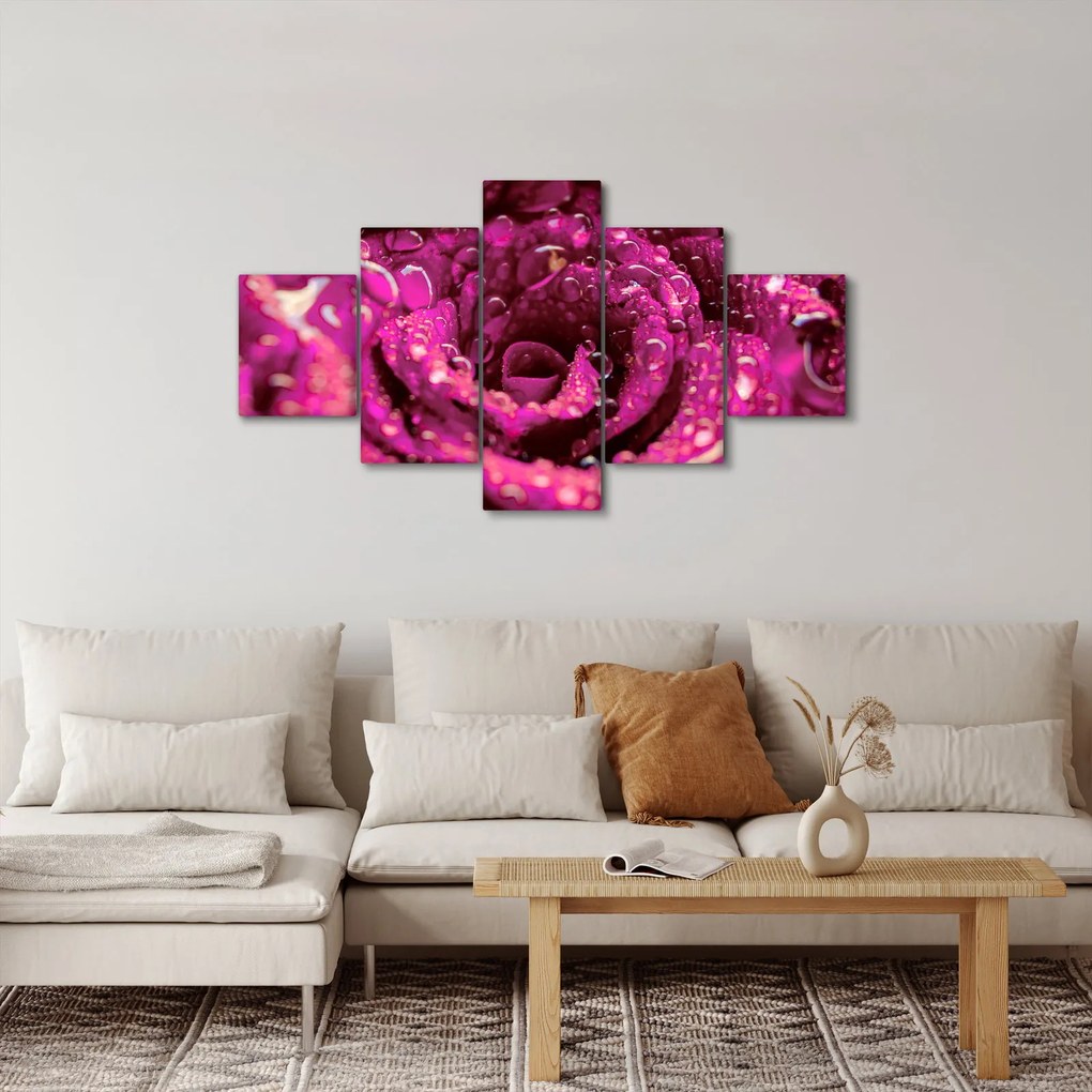 Obraz różowego kwiatu róży (125x70 cm)