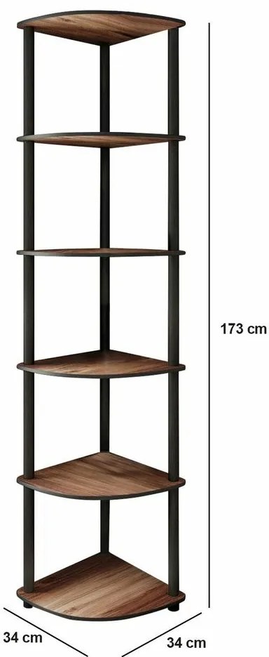 Regał Corner Walnut, 6 półek, M