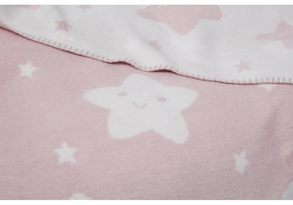 Jasnoróżowy polarowy koc dziecięcy 100x120 cm Star – Mijolnir