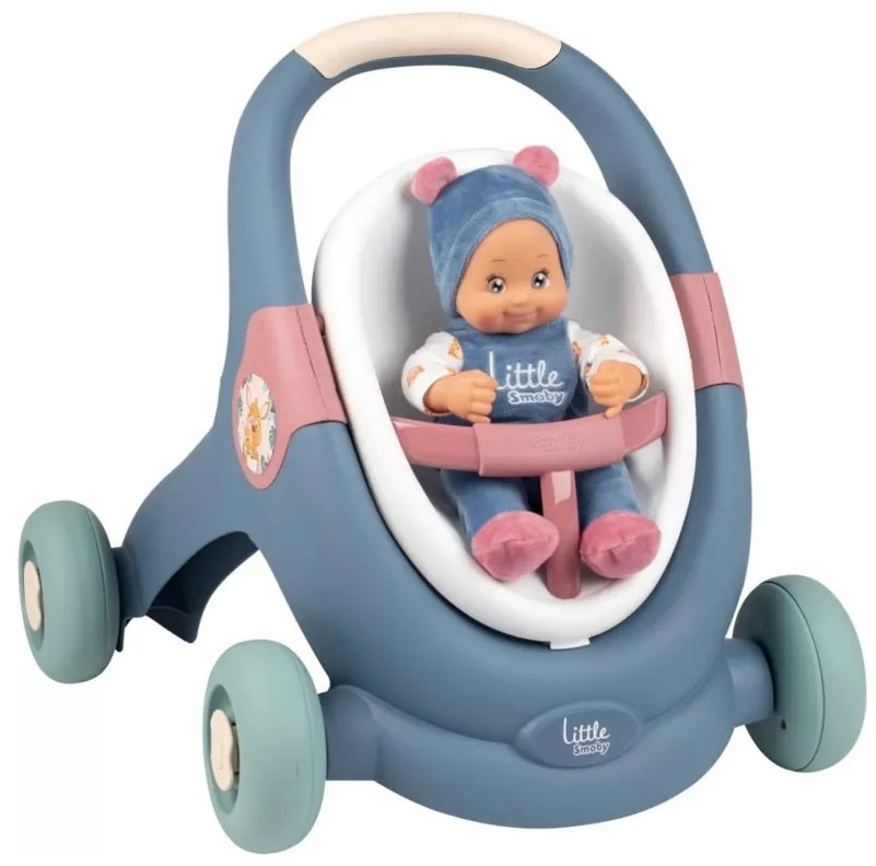 Smoby little chodzik pchacz 3w1 wózek dla dzieci + lalka bobas