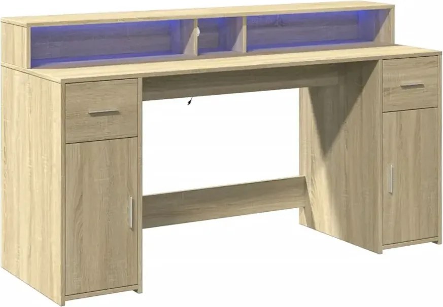 Biurko podświetlane 160 cm dąb sonoma G9-L58