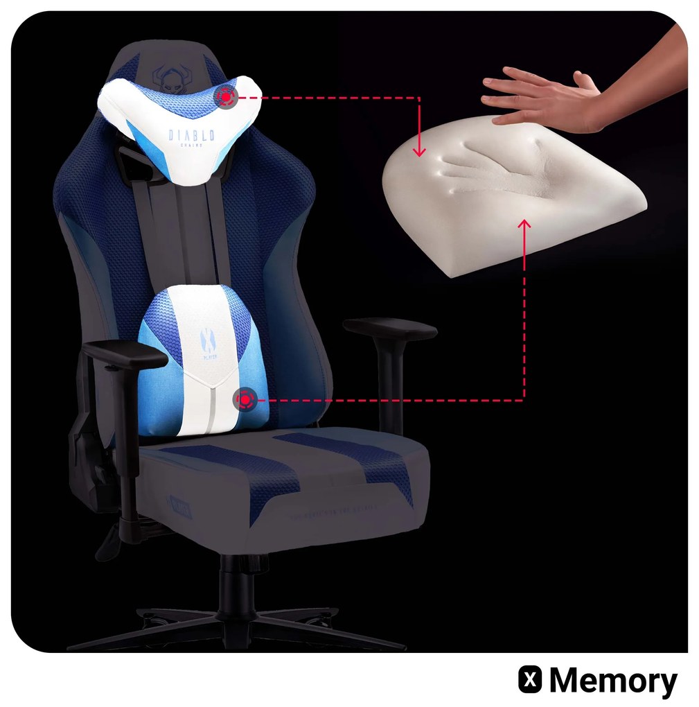 Materiałowy fotel gamingowy Diablo X-Player 2.0 Normal Size, Frost White