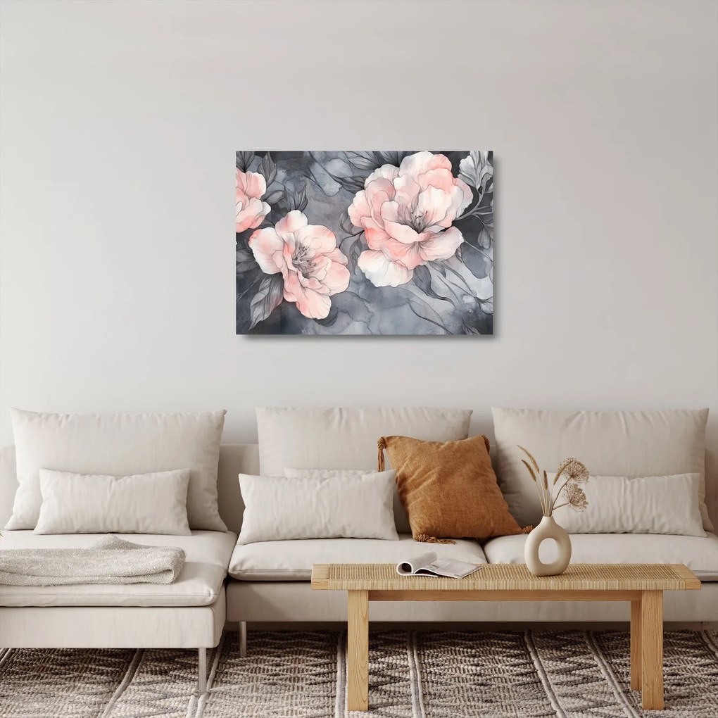 Obraz na szkle - Szkic kwiatów (70x50 cm)