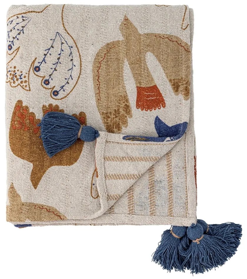 Brązowy koc z bawełny z recyklingu 130x160 cm Anniversary – Bloomingville