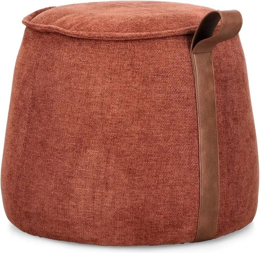 Puf z tkaniny szenilowej w kolorze terakoty Anila – Bizzotto