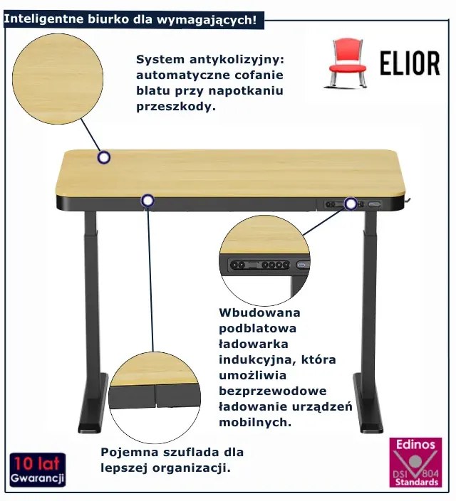 Biurko elektryczne do pracy jasny dąb rustykalny R5-P32