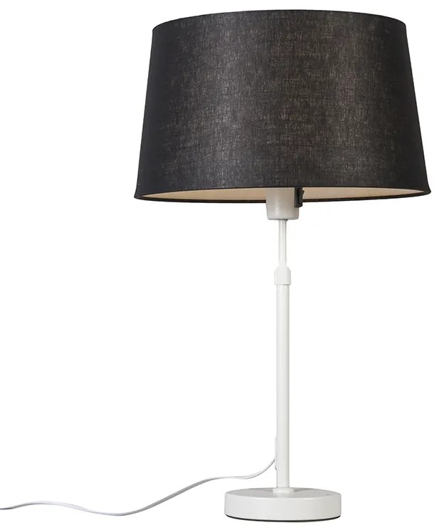 Lampa stołowa biała z czarnym kloszem 35 cm regulowana - Parte Nowoczesny Oswietlenie wewnetrzne
