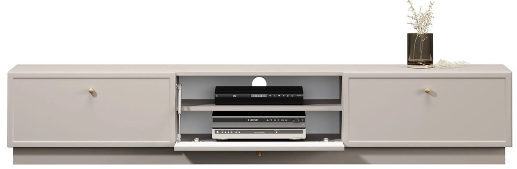 Szafka RTV Lorini 200 cm z szufladami - kaszmir / złote uchwyty