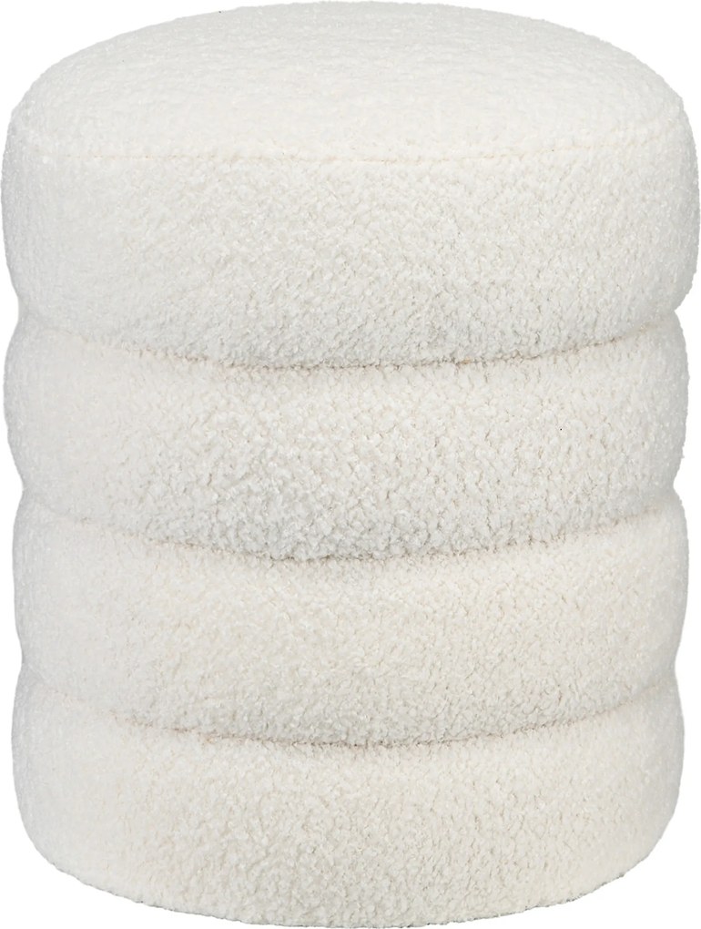 HOMCOM Taboret, Okrągły, Teddy Fleece, Stalowa Rama, do 120kg, Φ40x45H cm, Kremowy