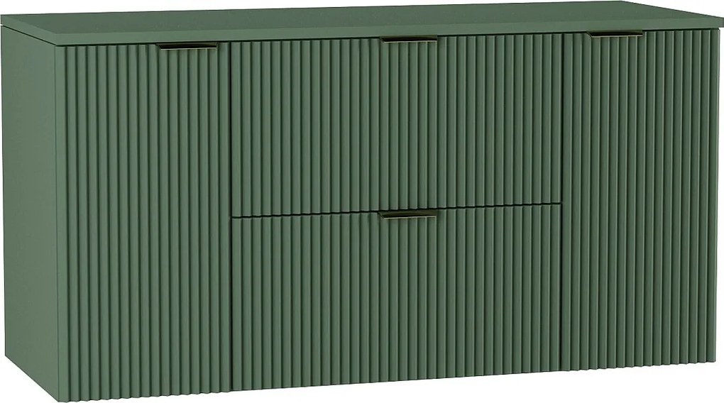 Szafka pod umywalkę WENA, z 2 drzwiami i 2 szufladami, ryflowane fronty, Willy, 120x60x47 cm, Szałwiowa