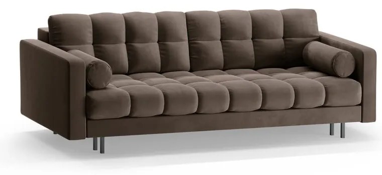 Brązowa aksamitna rozkładana sofa ze schowkiem 222 cm Bali – Cosmopolitan Design