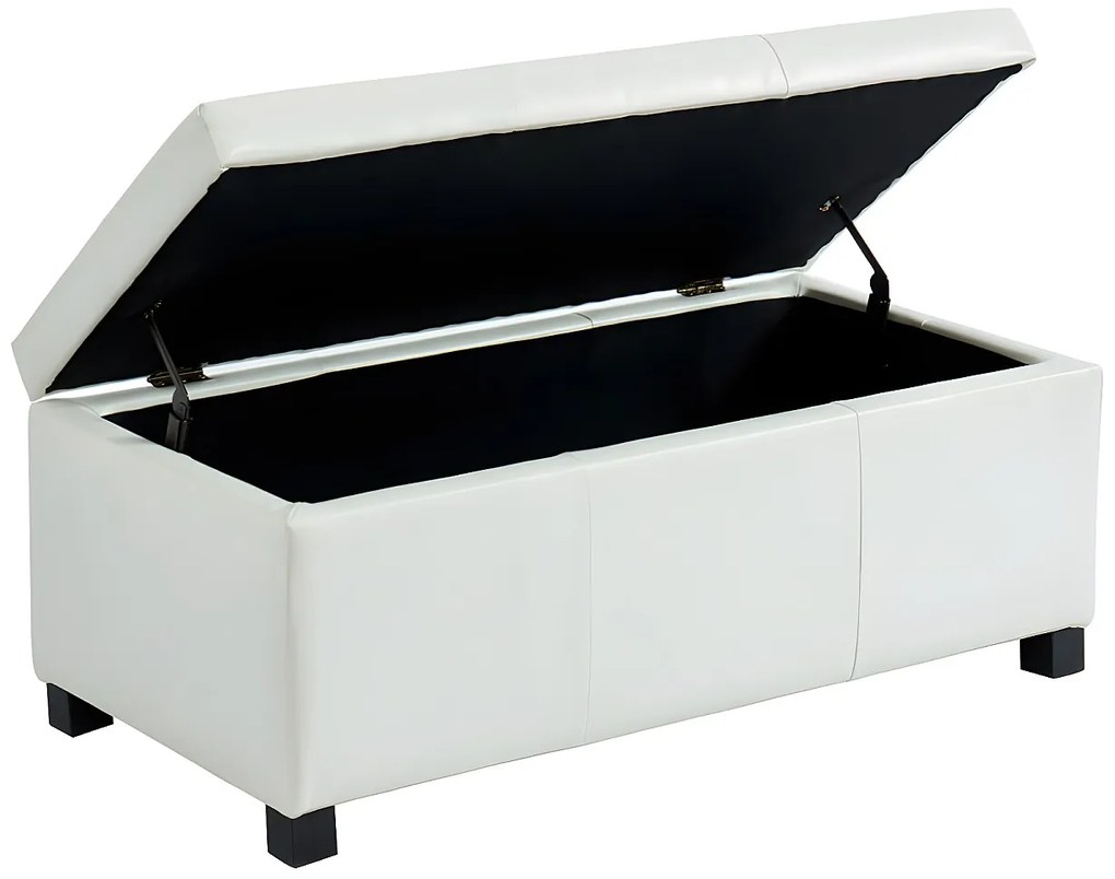 Ławka ze skrzynią z ekoskóry FILIPPO - kolor biały