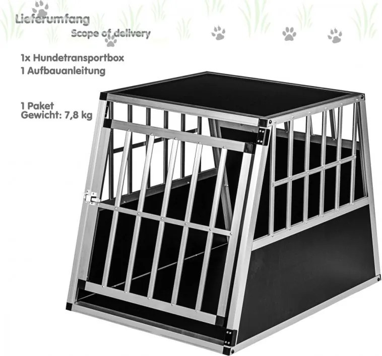 Aluminiowa skrzynia transportowa dla psów, 65 × 91 × 69,5 cm