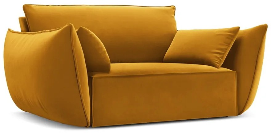 Musztardowy aksamitny fotel Vanda – Mazzini Sofas
