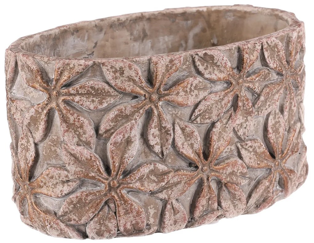 Betonowa doniczka Flower, owalna, 13 x 21 x 12 cm, 21 cm
