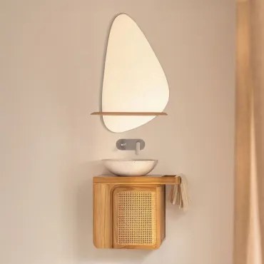 Zestaw Wiszących Mebli Łazienkowych Z Drewna Tekowego Georgy Drewno Tekowe & Cement - Sklum