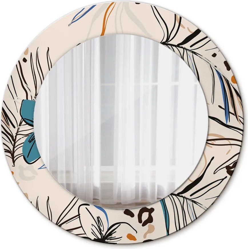 Lustro dekoracyjne okrągłe Kwiaty z wzorem dżungli