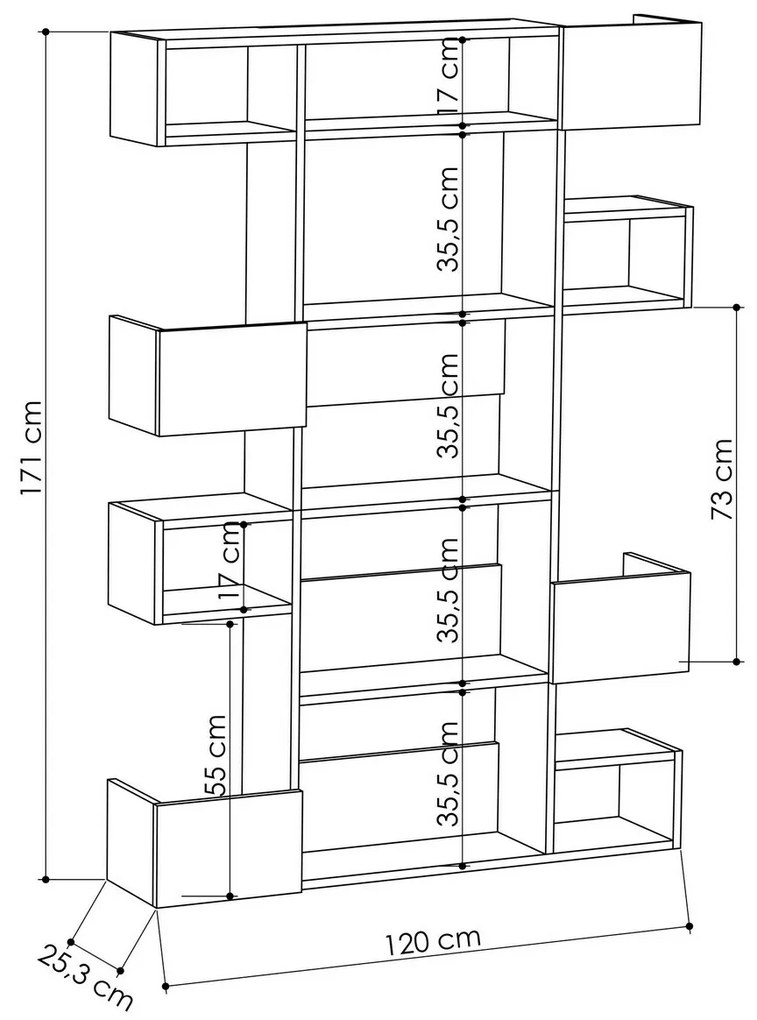 Biblioteczka Niho Anthracite and Oak