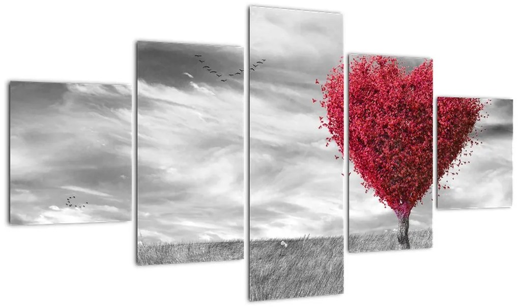 Obraz - serce z koroną drzewa (125x70 cm)