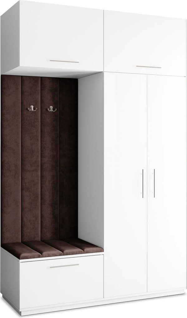 Masseno Garderoba REMA 150/240/60 cm Nowoczesna Szafa do Przedpokoju Biała, MONOLITH 29 (Brązowy)