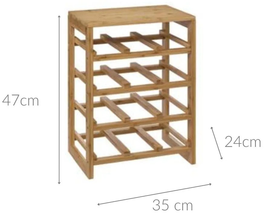 Stojak na wino bambusowy, 12 butelek, 47 cm