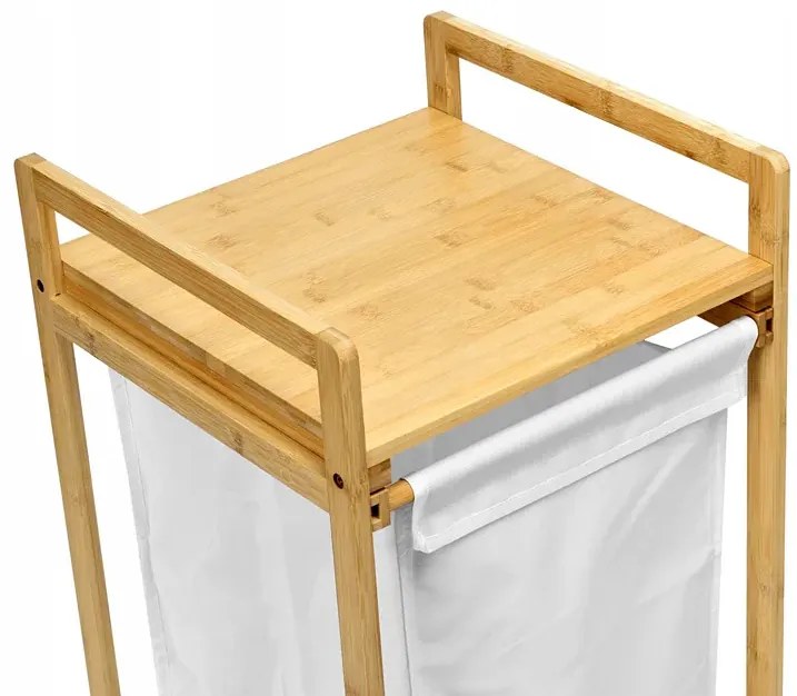 Bambusowy kosz na pranie z półką L5-W04