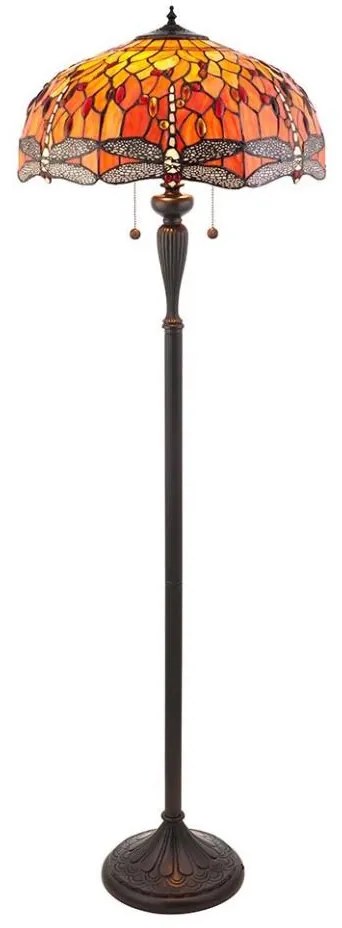Endon 64070 - Lampa podłogowa Tiffany DRAGONFLY 2xE27/60W/230V śr. 50 cm