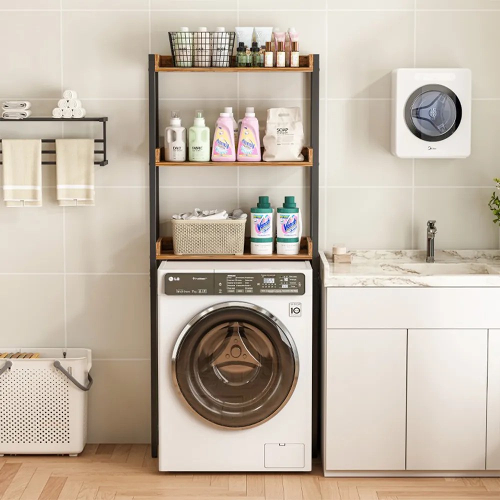 Szafka nad toaletą lub pralką – 63x165x25 cm, brązowa rustykalna, styl loftowy