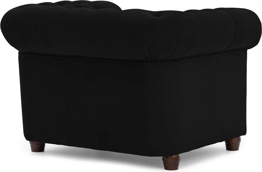 Czarny aksamitny fotel typu chesterfield York Blik – Ropez