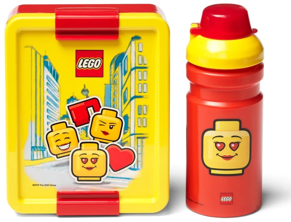 Zestaw żółto-czerwonego pojemnika na lunch i butelki LEGO® Iconic