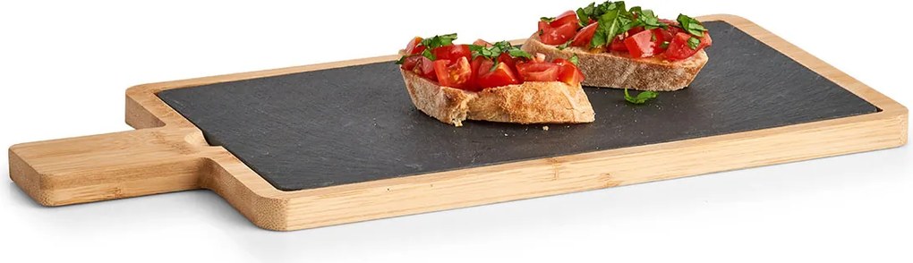 Deska do serwowania łupkowa, z bambusowym uchwytem, 40 x 19 cm