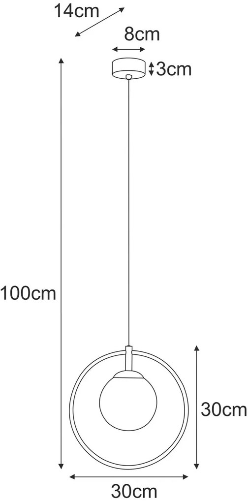 Lampa wisząca ze złotą obręczą z bursztynowym kloszem - A667 F1-P42