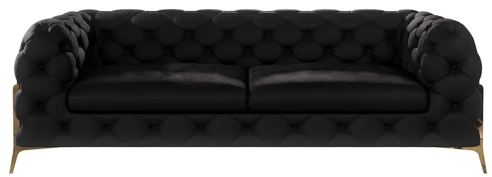 Czarna aksamitna sofa 225 cm Chelsea Bis – Ropez