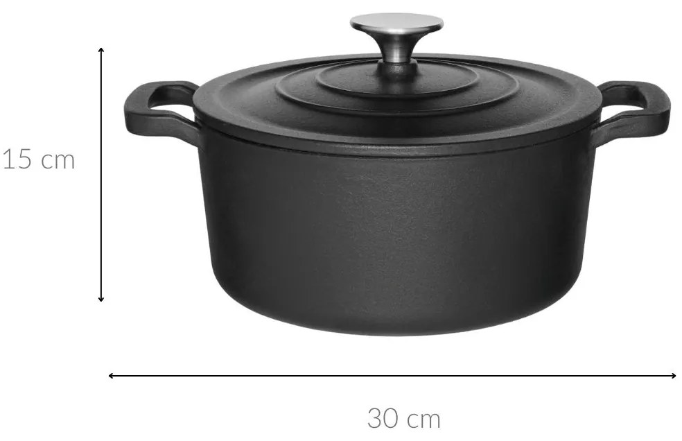 Żeliwny kociołek z pokrywką, Ø 20 cm