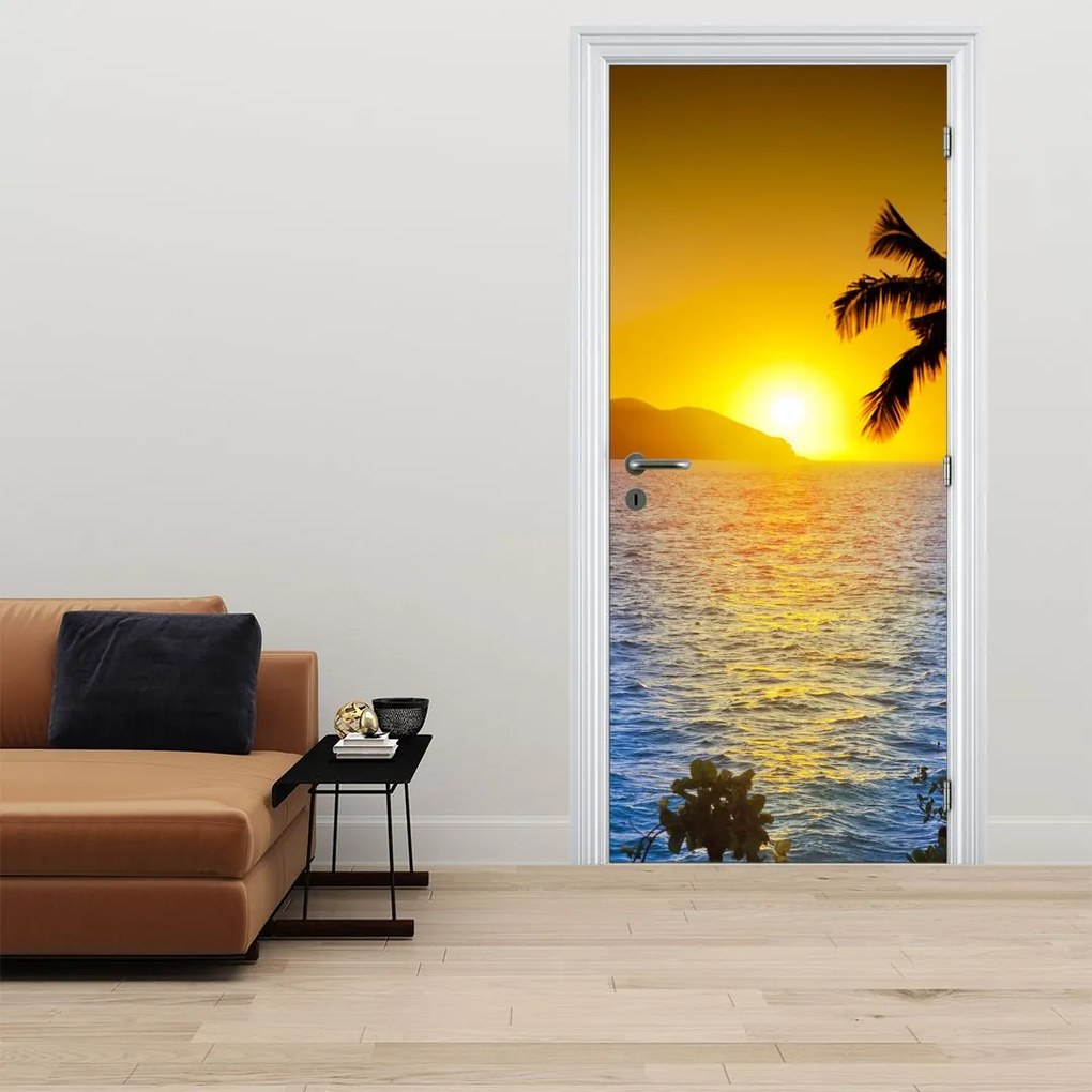 Fototapeta na drzwi - Zachód Słońca nad morzem (95x205cm)