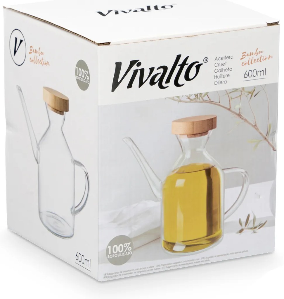 Butelka na oliwę INTRA z bambusową pokrywką, 600 ml