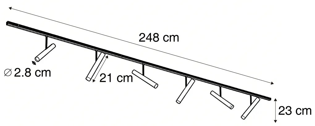 Nowoczesny system szynowy czarny z 6 beżowymi reflektorami 1-fazowymi - Slimline Avery