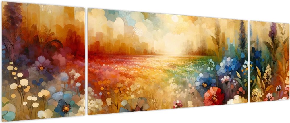 Obraz - Kolorowa łąka (170x50 cm)
