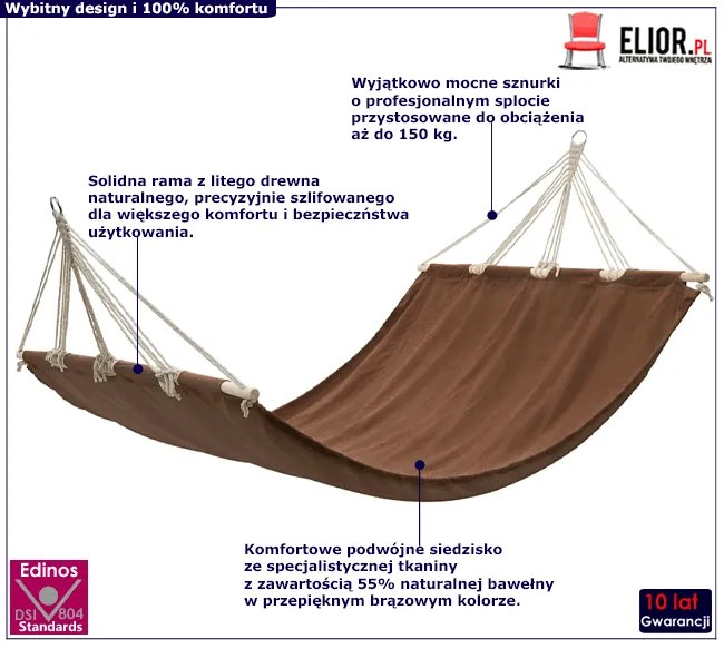 Brązowy hamak z drążkiem G2-G19