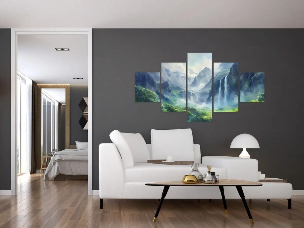 Obraz - Dolina wodospadów (125x70 cm)