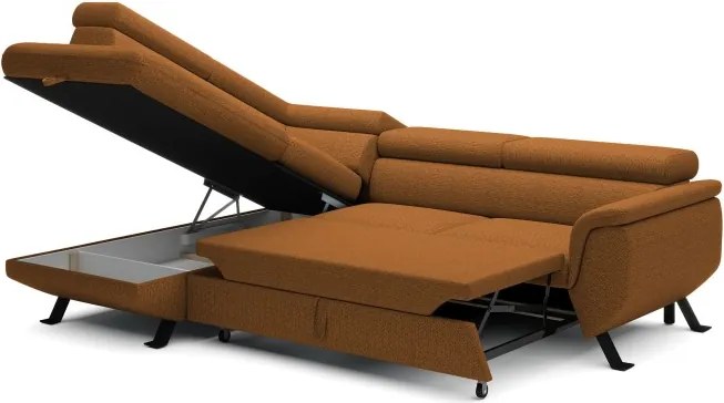 Narożnik RAVEN L Lewostronny wolnostojący z funkcją spania tkanina ARAGON 56 Brązowy WERSAL