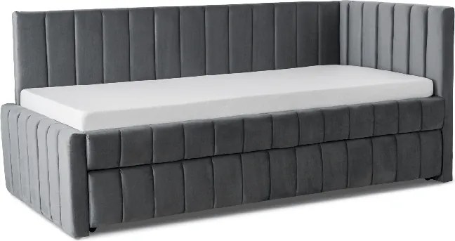 Łóżko Tapicerowane 90x200 cm VILLEMO Podwójne ze Stelażem Rozkładane Młodzieżowe Szare