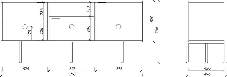 Szarobeżowa szafka pod TV 180x79x50 cm Bau – noo.ma