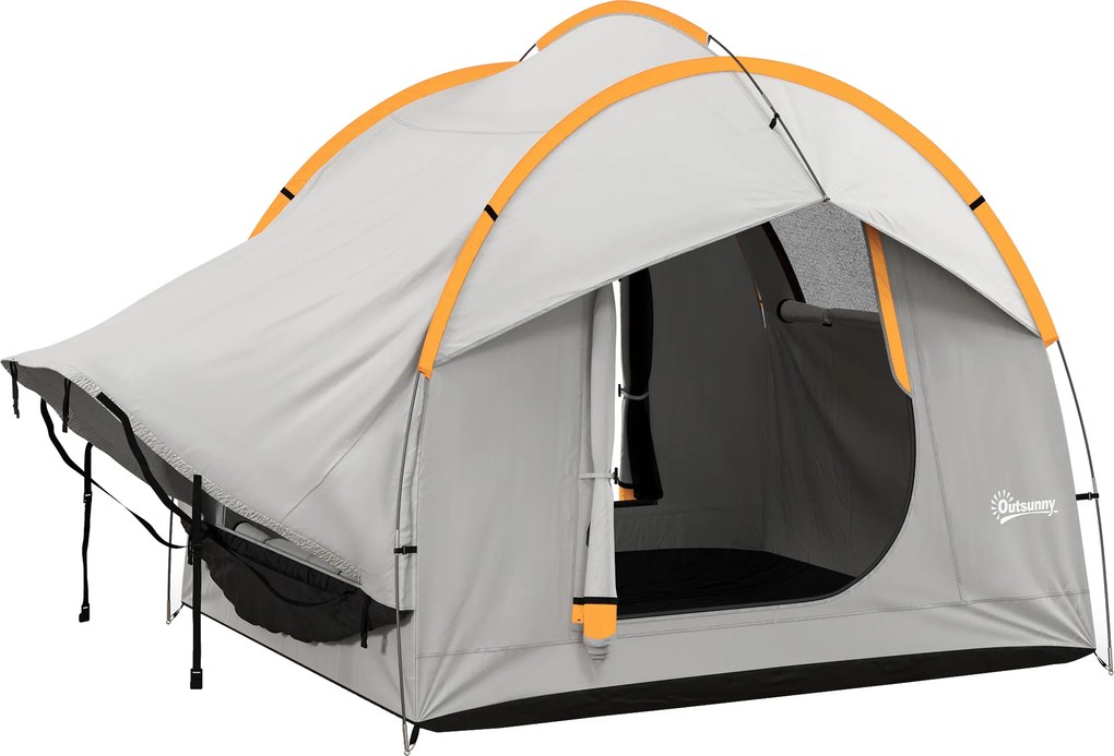 Outsunny Namiot samochodowy, namiot kempingowy 3 drzwiowy, odporny na warunki atmosferyczne, 239cm x 210cm x 210cm, Pomarańczowy + Szary