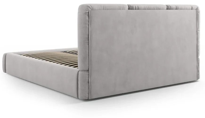Jasnoszare tapicerowane łóżko dwuosobowe ze schowkiem i stelażem 180x200 cm Brody – Mazzini Beds