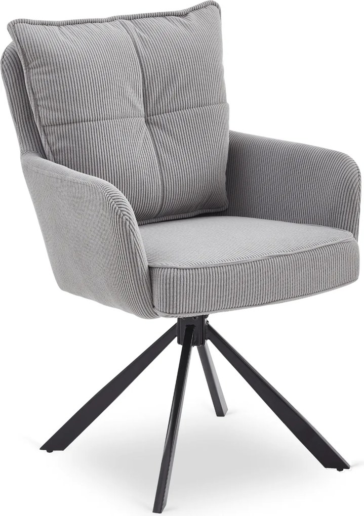 Krzesło Tapicerowane Obrotowe do Salonu CITY Szare Sztruksowe Nowoczesne