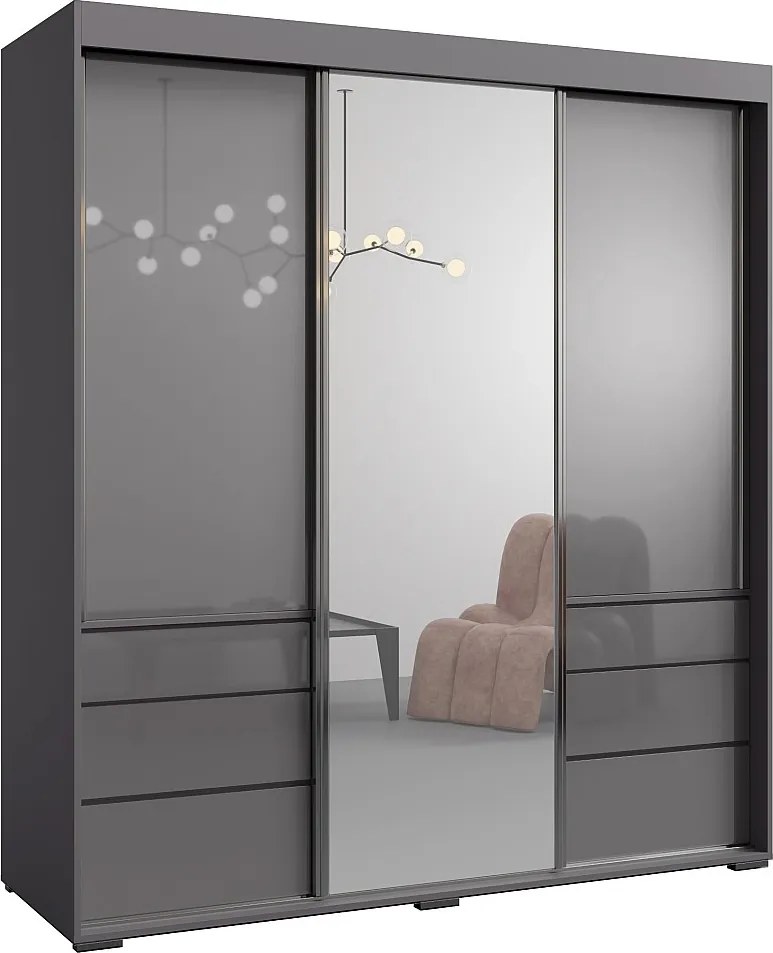 Szafa przesuwna z lustrem Torino 3D1L 180 Szara (lacobel)