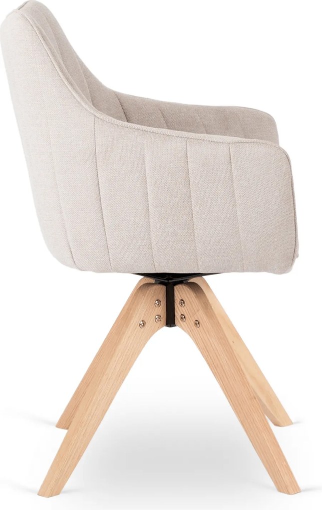 Krzesło Tapicerowane Obrotowe do Salonu LEMON Jasnobeżowe Nowoczesne Skandynawskie