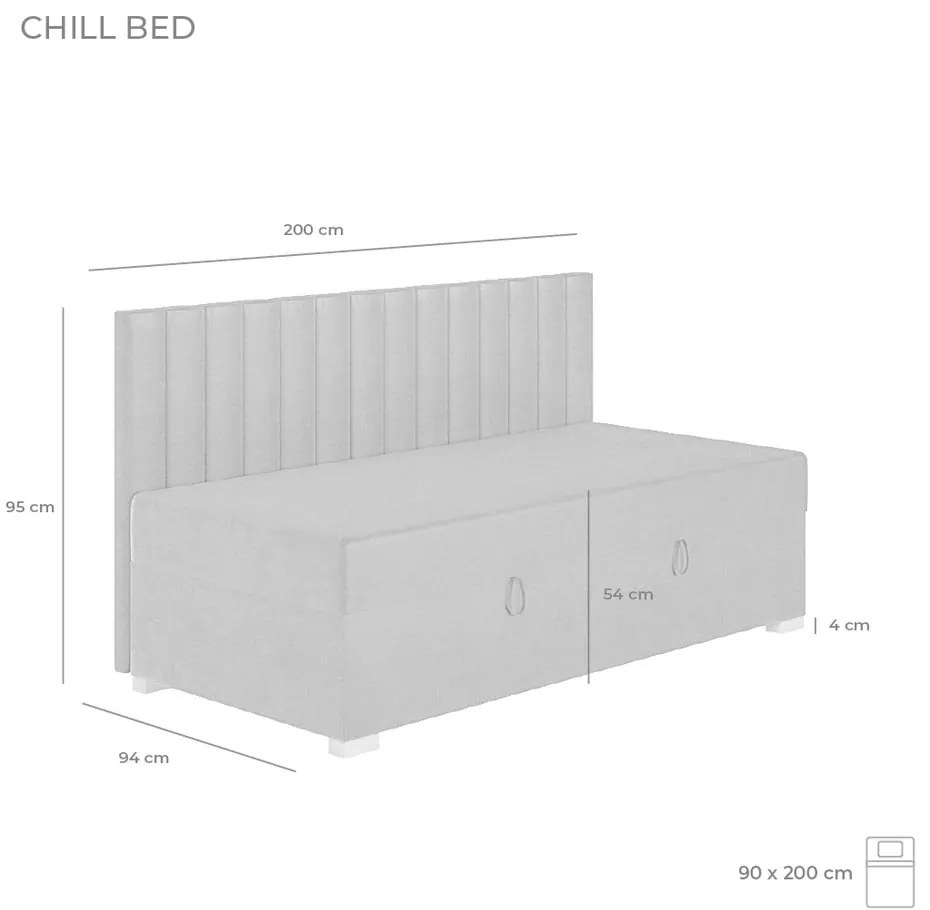 Szare łóżko dziecięce ze schowkiem i materacem 90x200 cm Chill – Ghado